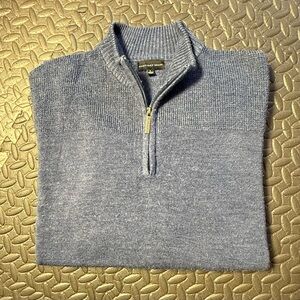 Geoffrey Beene Men's Blue Mock Neck 1/4 Zip Sweater Size Large